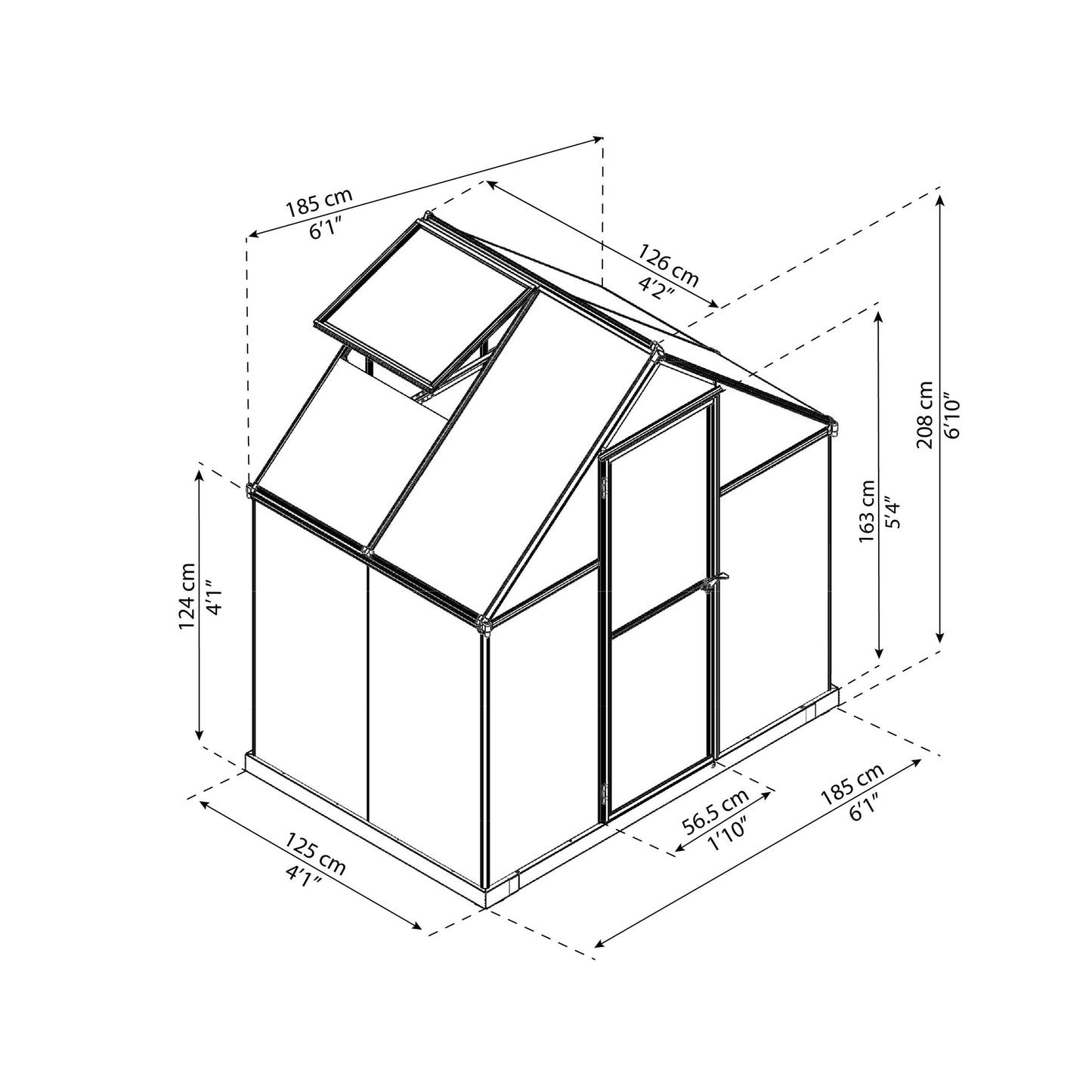 Invernadero Mythos 126x185x208 cm plateado