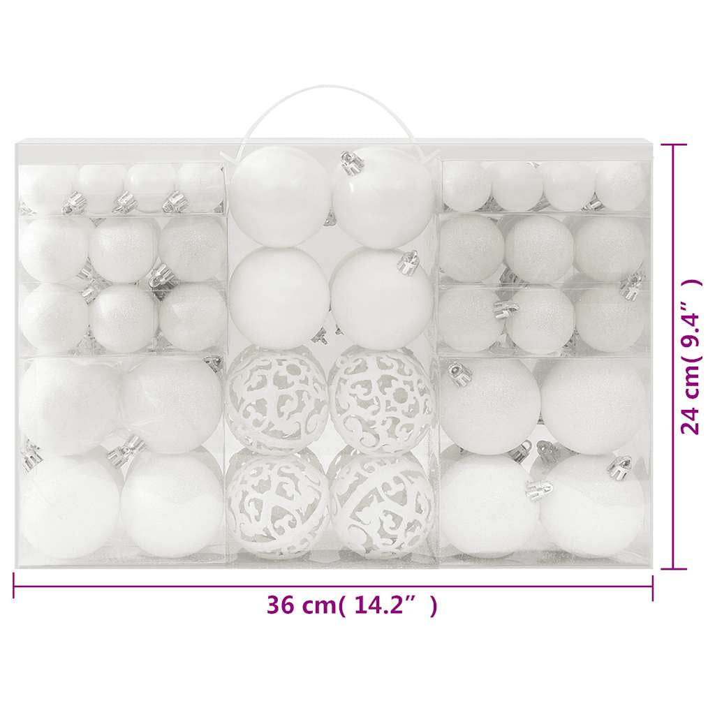 Vidaxl Juego De Bolas De Navidad 100 Piezas Blanco_2
