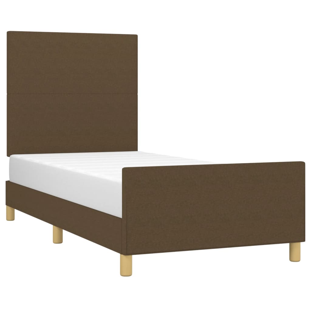 Estructura De Cama Con Cabecero De Tela Marrón Oscuro 90x200 Cm / Vetonek_3
