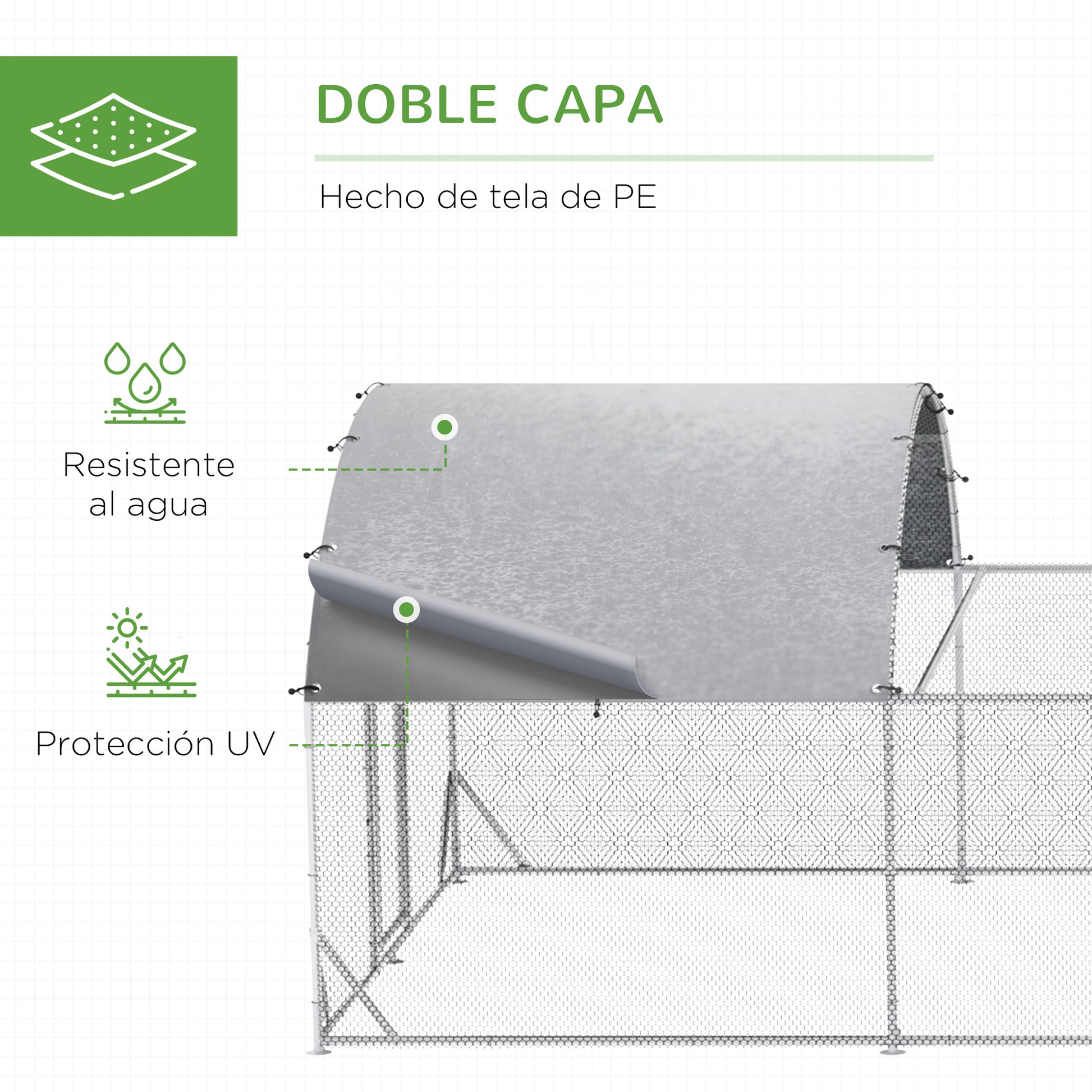 Pawhut Gallinero Exterior De Acero Galvanizado 7,6x2,8x1,95 M Con 4 Pisos Plata_5