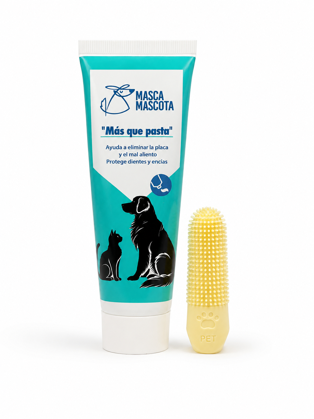 Pasta dental natural para perros y gatos con dedal limpiador Masca mascota 100 g_1