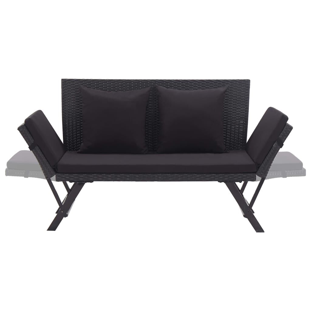 Vidaxl Banco De Jardín Con Cojines Ratán Sintético Negro 176 Cm_4