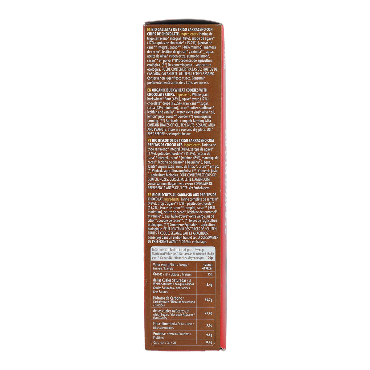 Galletas cookies de trigo sarraceno y chocolate bio Sol Natural 170 g