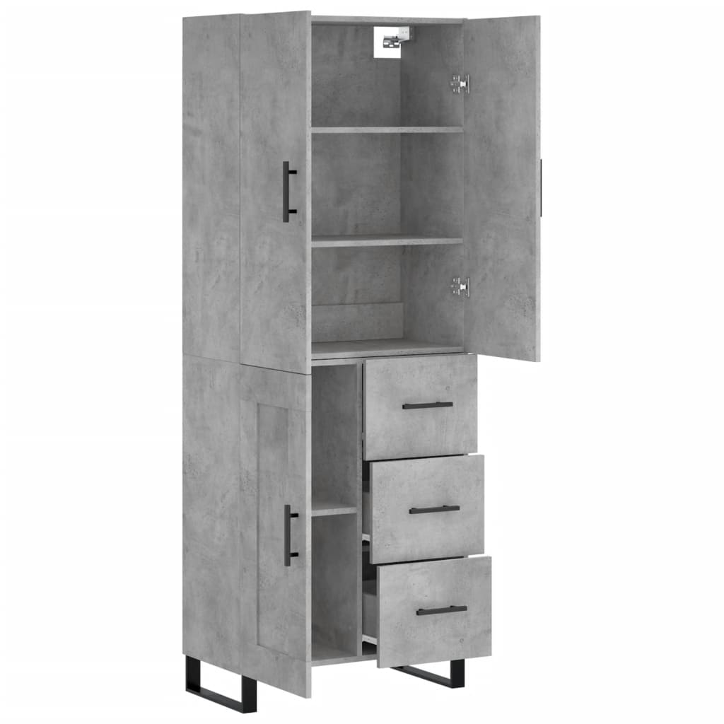 Aparador Alto Madera Contrachapada Gris Hormigón 69,5x34x180 Cm_3