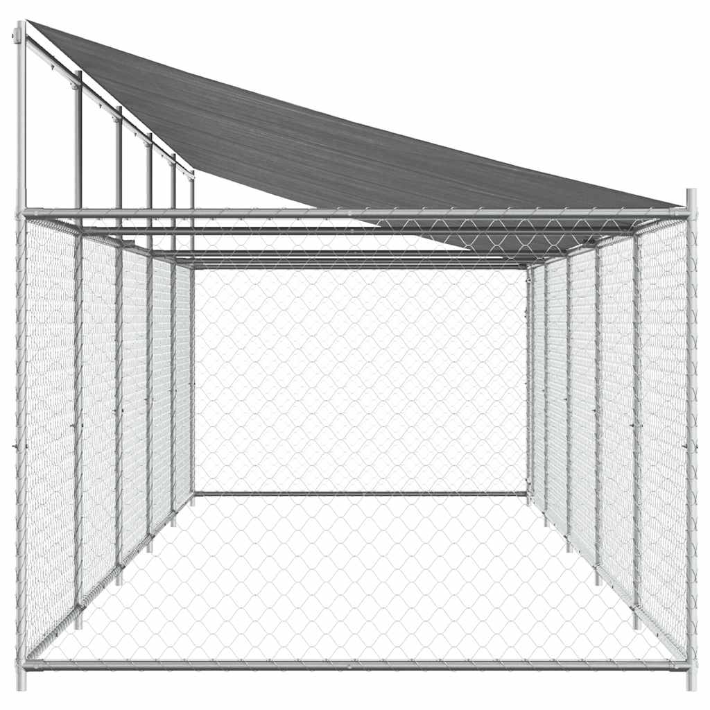 Jaula De Perros Techo Y Puerta Acero Galvanizado Gris 10x2x2 M_4