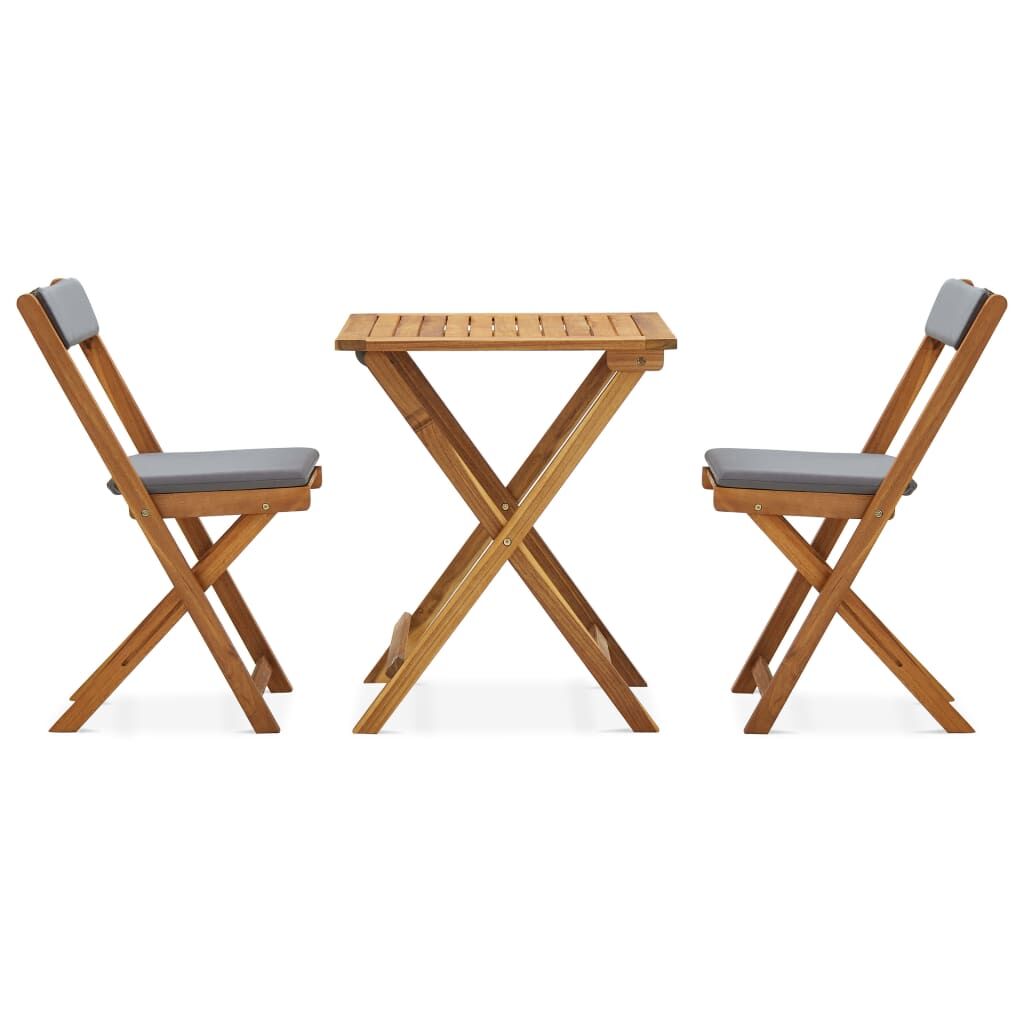 Vidaxl Mesa Y Sillas Bistró Plegables 3 Pzas Y Cojines Madera Maciza_1