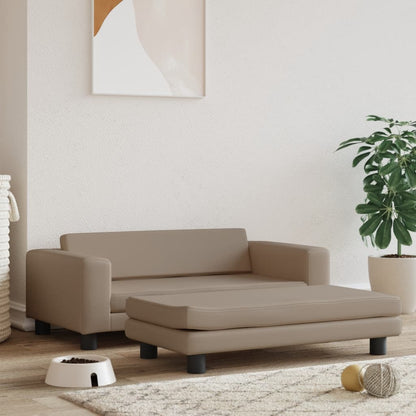 Cama De Perros Extensión Cuero Sintético Capuchino 100x50x30 Cm / Vetonek_5