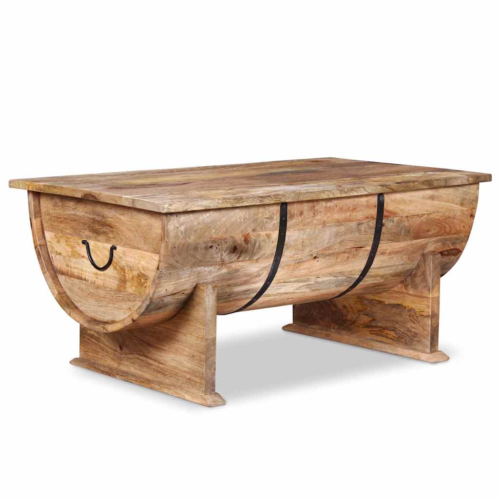 Mesa De Centro De Madera Maciza De Mango 88x50x40 Cm_0