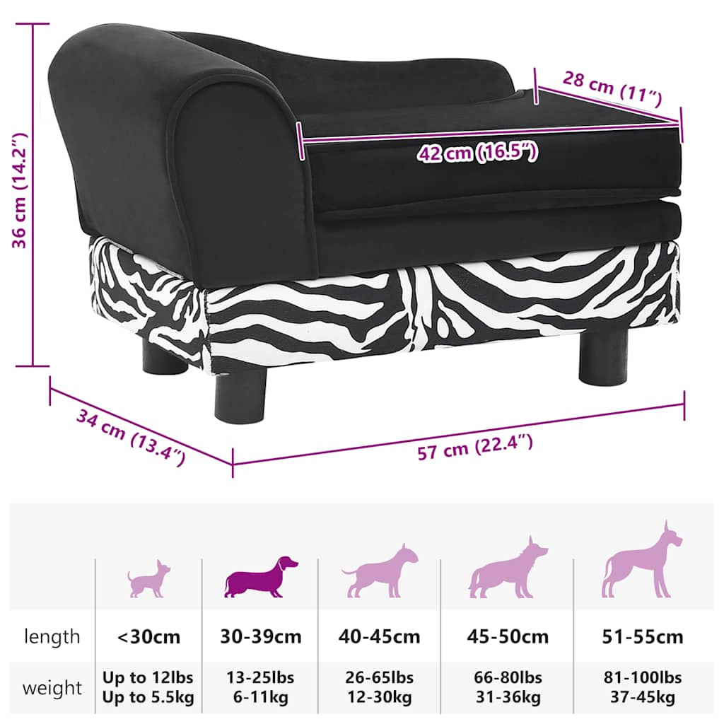 Vidaxl Sofá Para Perros Felpa Negro 57x34x36 Cm_2