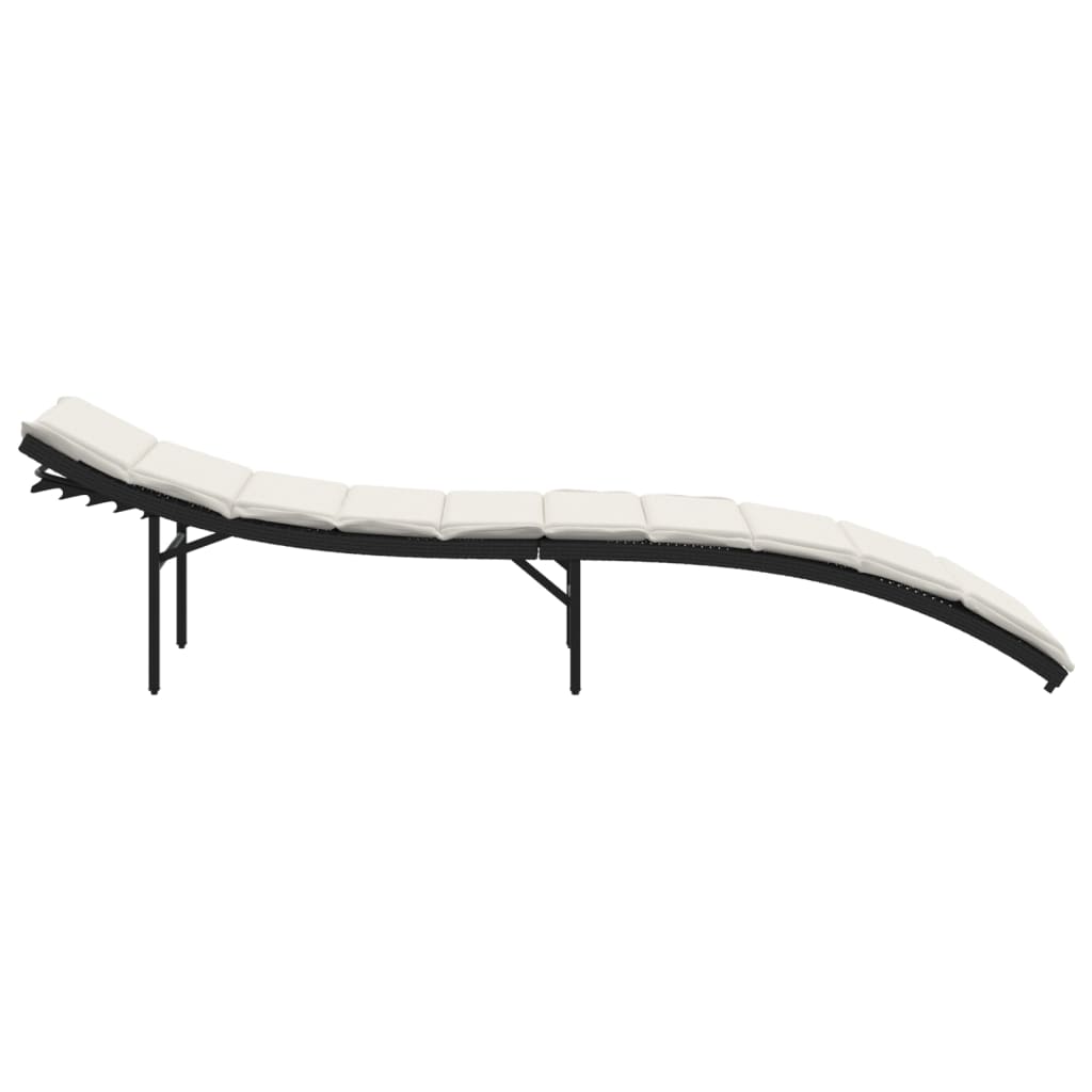 Tumbona Con Cojín Ratán Sintético Negro 55x199x50 Cm / Vetonek_0