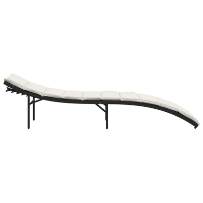 Tumbona Con Cojín Ratán Sintético Negro 55x199x50 Cm / Vetonek_0