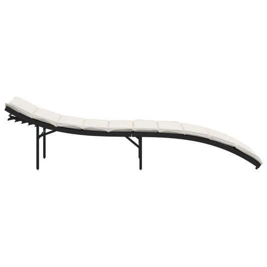 Tumbona Con Cojín Ratán Sintético Negro 55x199x50 Cm / Vetonek_0