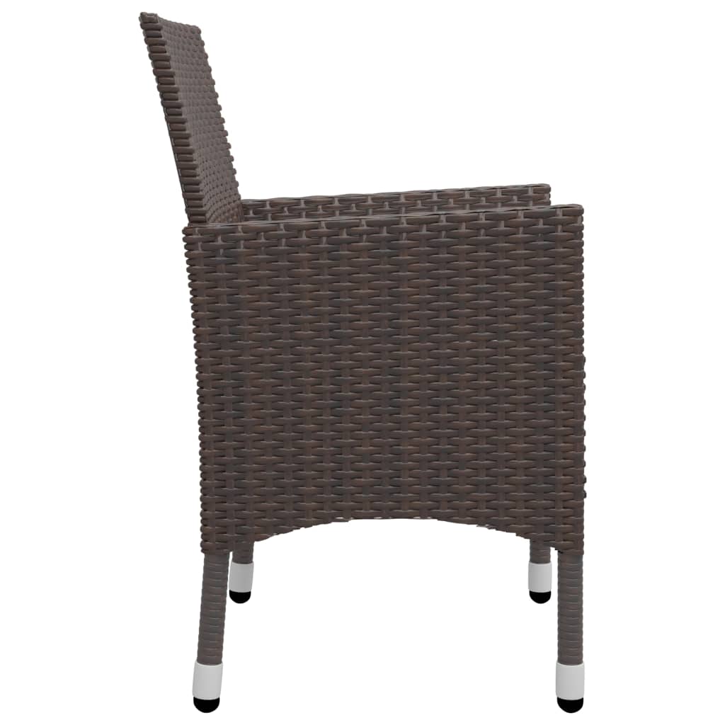 Set De Bistró De Jardín 3 Pzas Ratán Pe Vidrio Templado Marrón / Vetonek_4