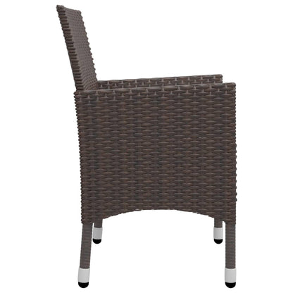 Set De Bistró De Jardín 3 Pzas Ratán Pe Vidrio Templado Marrón / Vetonek_4
