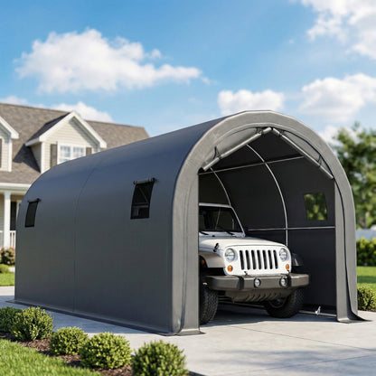 Outsunny Carpa Garaje 3x6 M Impermeable Con Puerta Enrollable Y Ventanas Gris_1