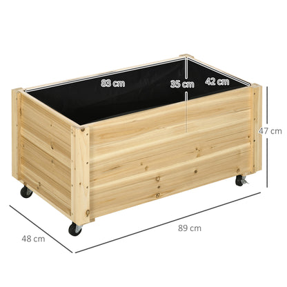 Outsunny Jardinera De Madera Con Ruedas_2
