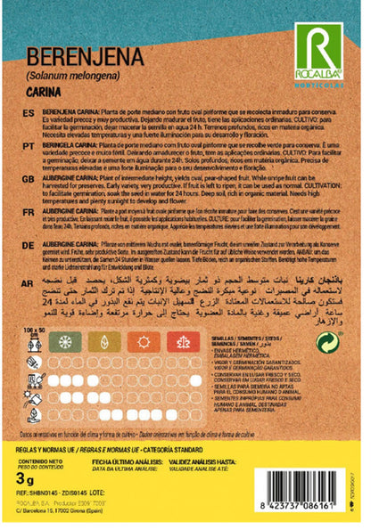 Semillas Berenjena Carina 3g