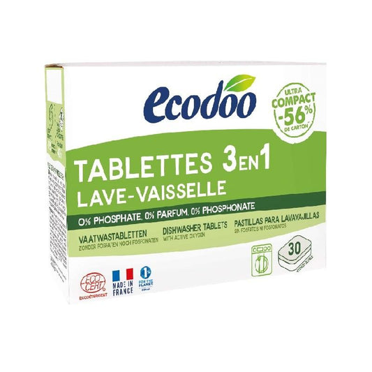Pastillas para Lavavajillas 3 en 1 Ecodoo 30 x 12 g