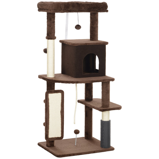 Pawhut Árbol Rascador Para Gatos Grande Altura 132 Cm Marrón_0