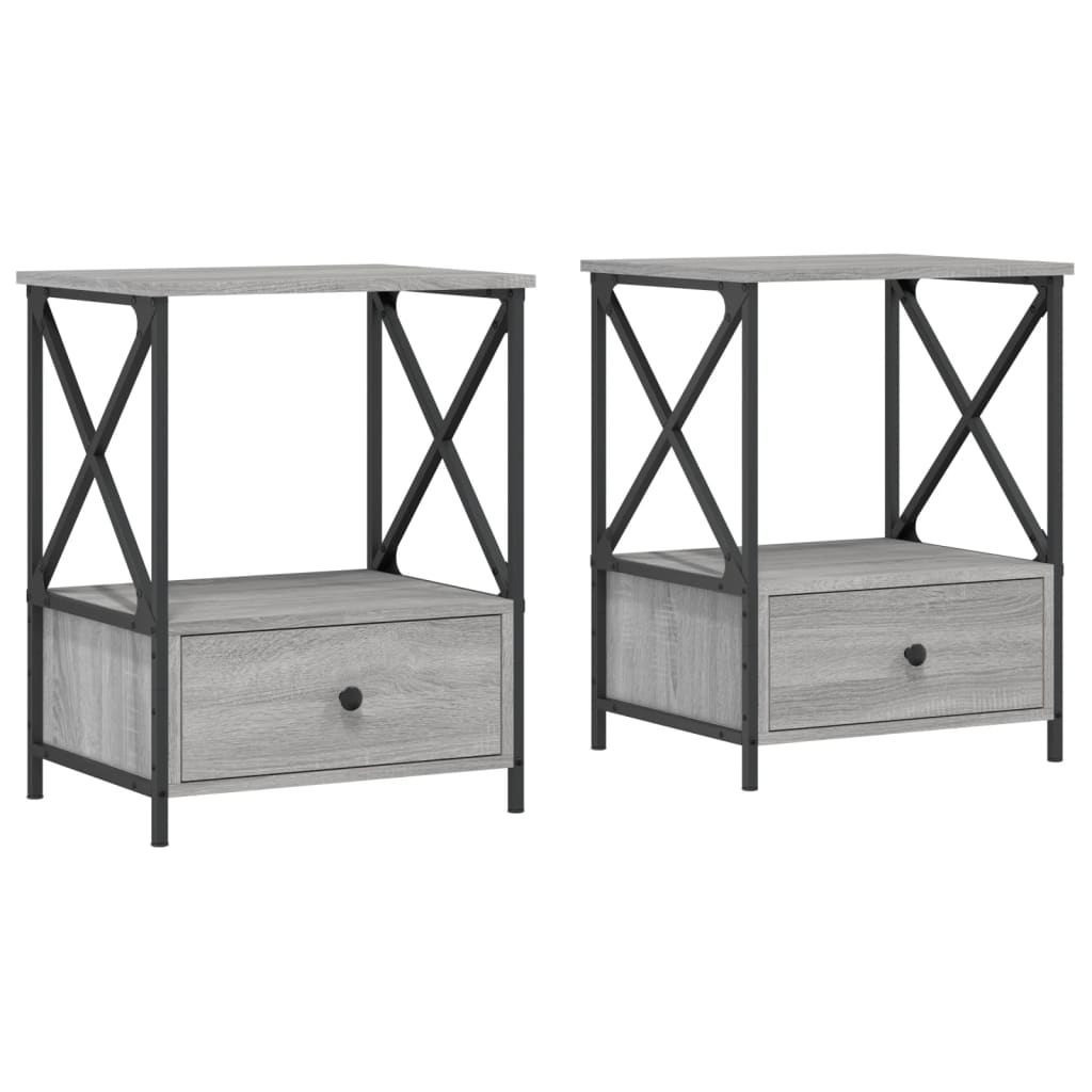 Mesita De Noche 2 Uds Madera Ingeniería Gris Sonoma 50x41x65 Cm_0