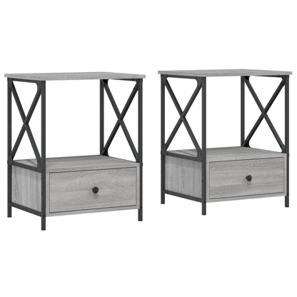 Mesita De Noche 2 Uds Madera Ingeniería Gris Sonoma 50x41x65 Cm_0