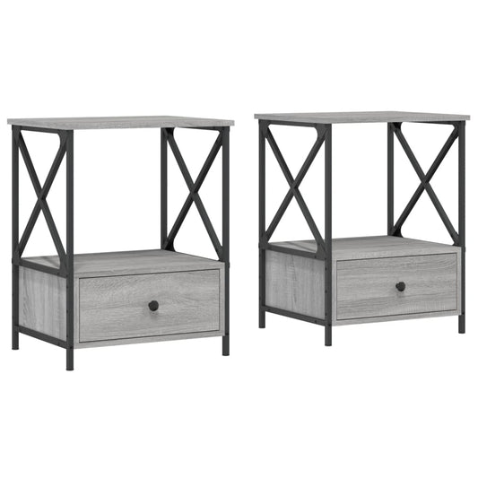Mesita De Noche 2 Uds Madera Ingeniería Gris Sonoma 50x41x65 Cm_0