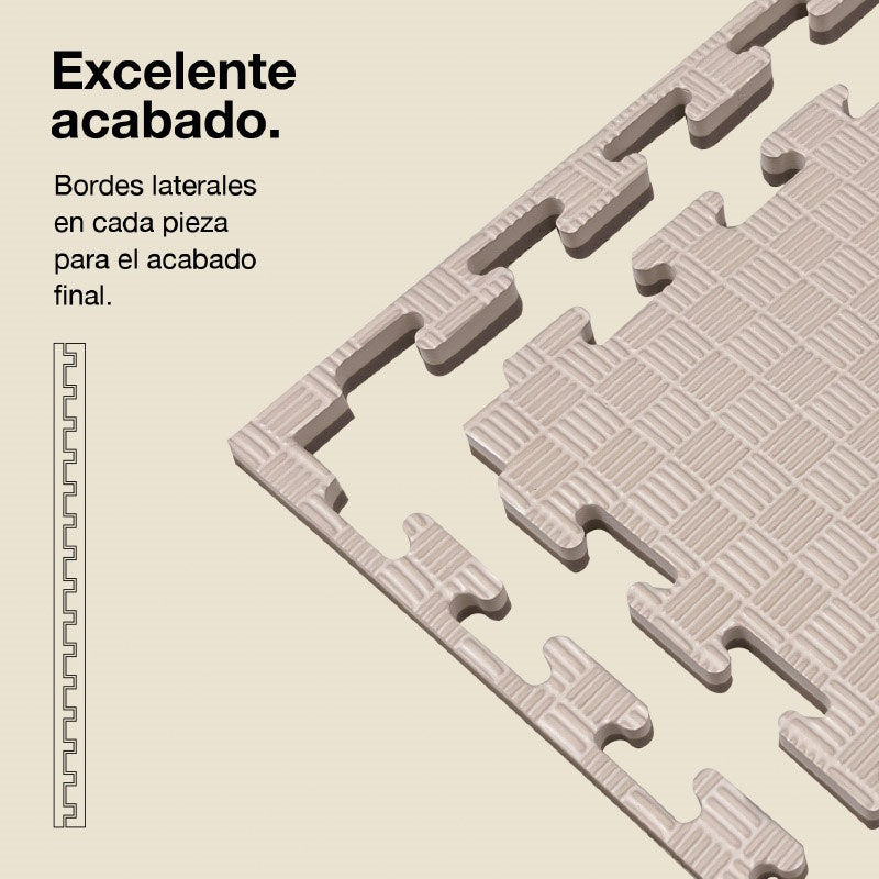 Tatami Puzzle 2cm 100x100cm – Superficie 5 Líneas Gris/blanco Jowy_2