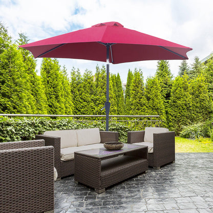 Outsunny Sombrilla De Jardín Ø260x235cm Reclinable Con Manivela 6 Varillas Rojo_1