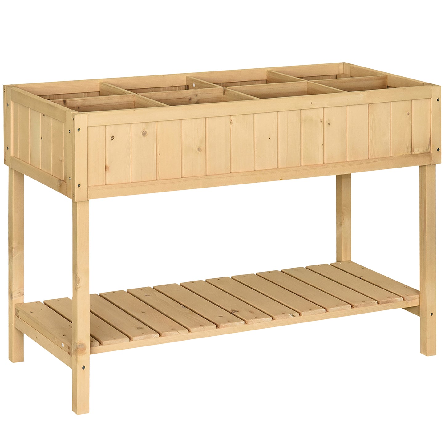 Outsunny Huerto Urbano Elevada De Madera Con Estante 120x60x81 Cm Natural_0