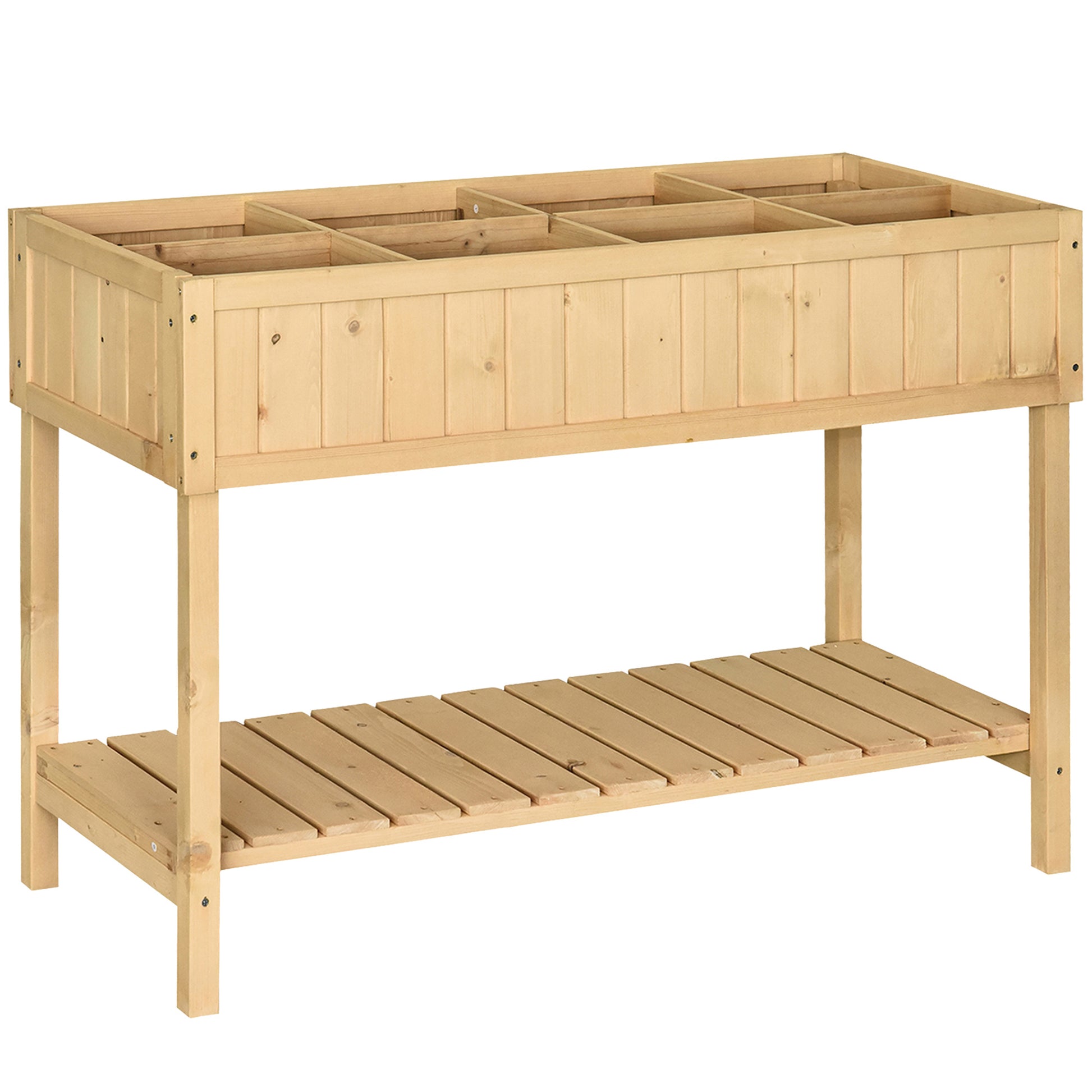 Outsunny Huerto Urbano Elevada De Madera Con Estante 120x60x81 Cm Natural_0