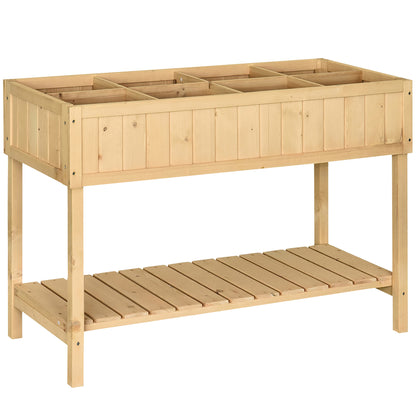Outsunny Huerto Urbano Elevada De Madera Con Estante 120x60x81 Cm Natural_0