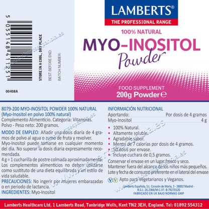 MYO Inositol en polvo  Lamberts 200 g