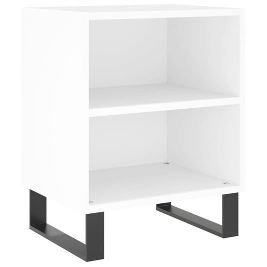 Mesita De Noche Madera De Ingeniería Blancp 40x30x50 Cm_0