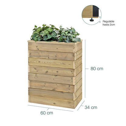 Jardinera De Madera Con Autorriego 60x34x80 Cm Nidum Basic Hortalia_5