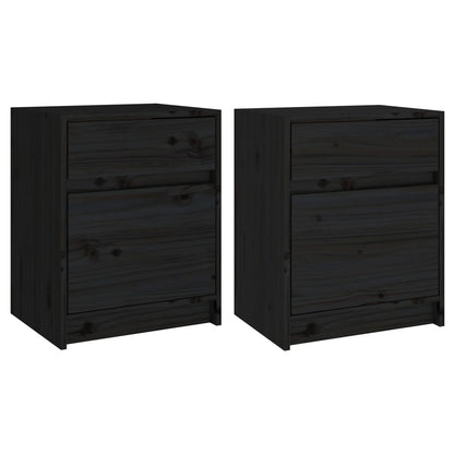 Mesitas De Noche 2 Uds Madera Maciza Pino Negro 40x31x50 Cm_0