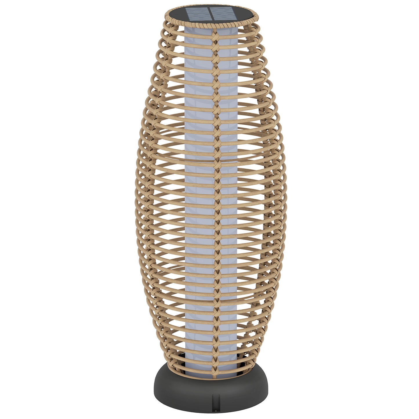 Outsunny Linterna De Jardín De Ratán Sintético Con Luces Led Ø26x72 Cm Natural_0