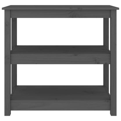 Mesa Consola De Madera Maciza De Pino Gris 80x40x74 Cm_3