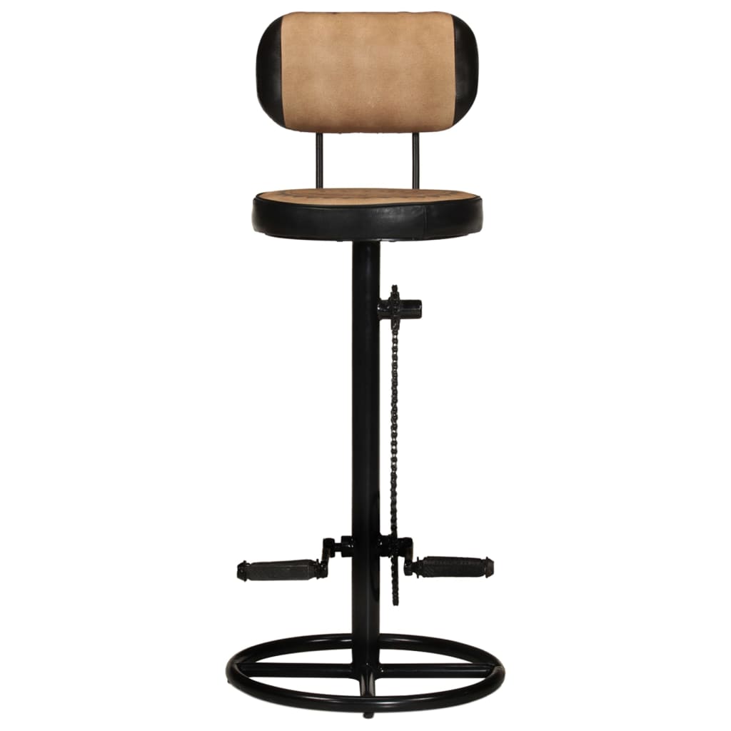 Taburetes Cocina 2 Uds Piel Cabra Estampado Lona Marrón Negro_1