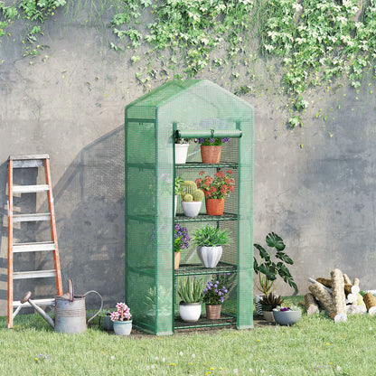 Outsunny Invernadero Jardín Con 4 Estantes Cubierta De Pe Cultivo Plantas Verde_1