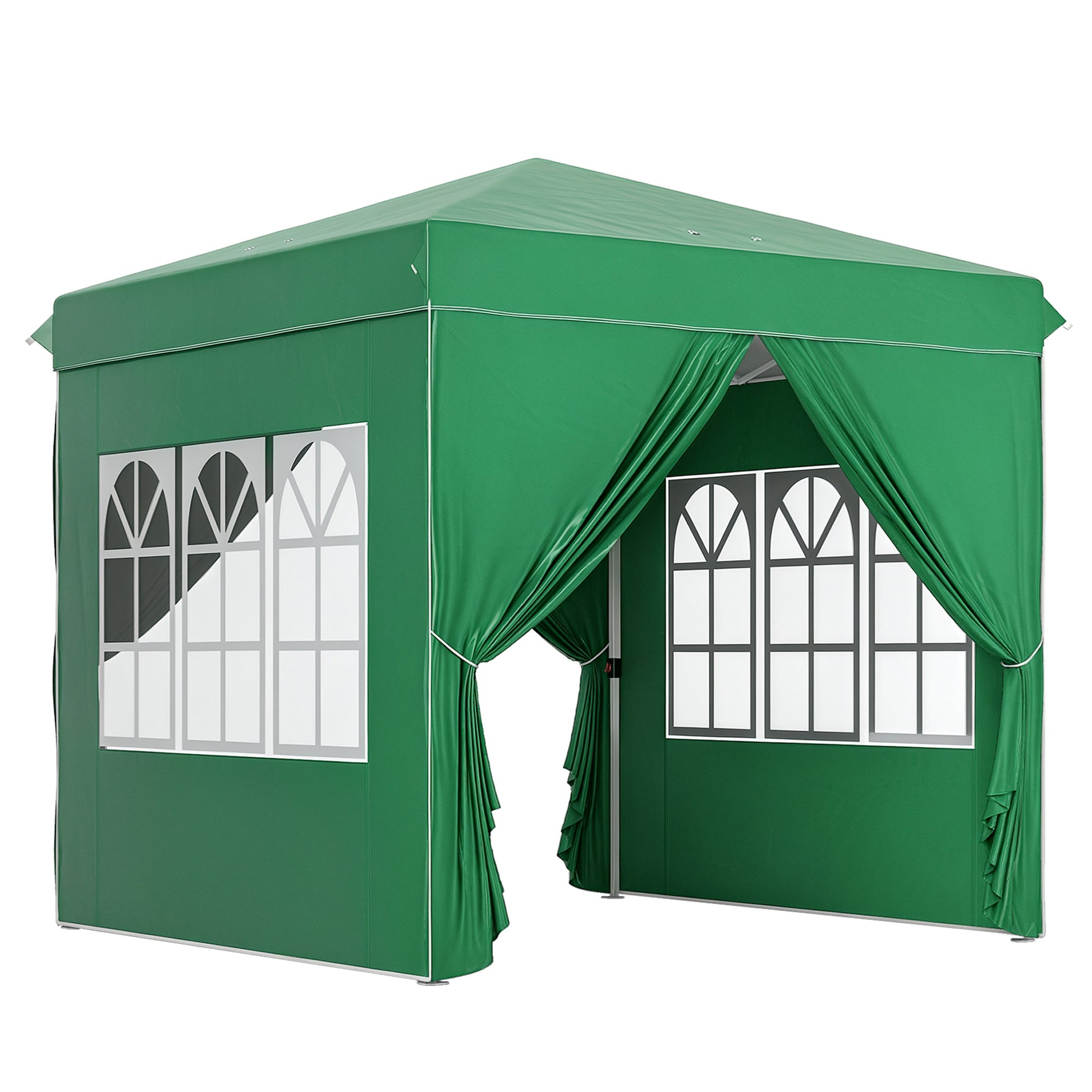 Outsunny Carpa Plegable Pop-up 2,5x2,5 M Con 4 Paredes Laterales Anti-uv Verde_0