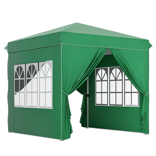 Outsunny Carpa Plegable Pop-up 2,5x2,5 M Con 4 Paredes Laterales Anti-uv Verde_0