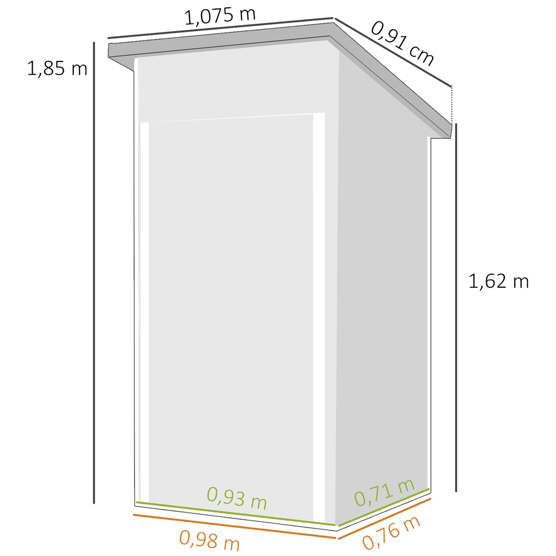 Outsunny Caseta De Jardín Exterior 107,5x91x185 Cm Puerta Con Cerradura Gris_2