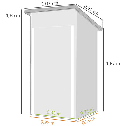 Outsunny Caseta De Jardín Exterior 107,5x91x185 Cm Puerta Con Cerradura Gris_2