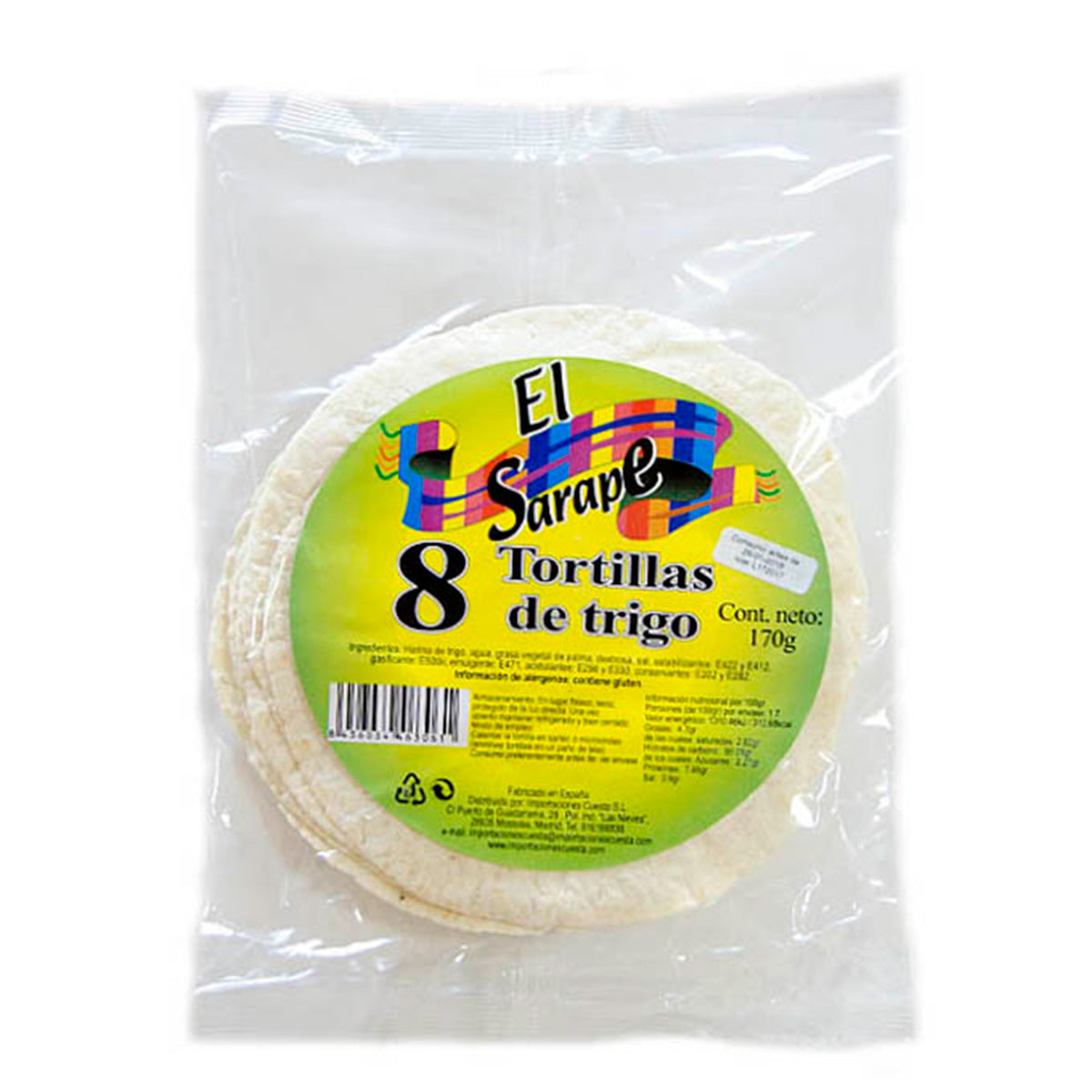Tortillas de Trigo 15cm El Sarape 8 uds 170g