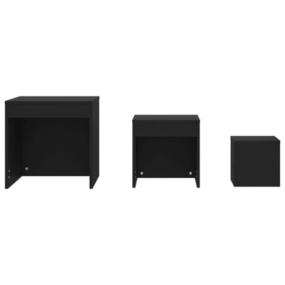 Mesas Apilables 3 Piezas Madera Contrachapada Negro_4