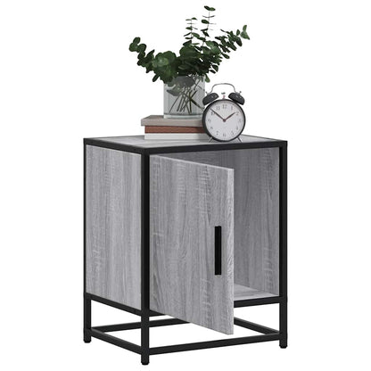 Mesita Noche Madera De Ingeniería Gris Sonoma 40x31x50 Cm Metal_2