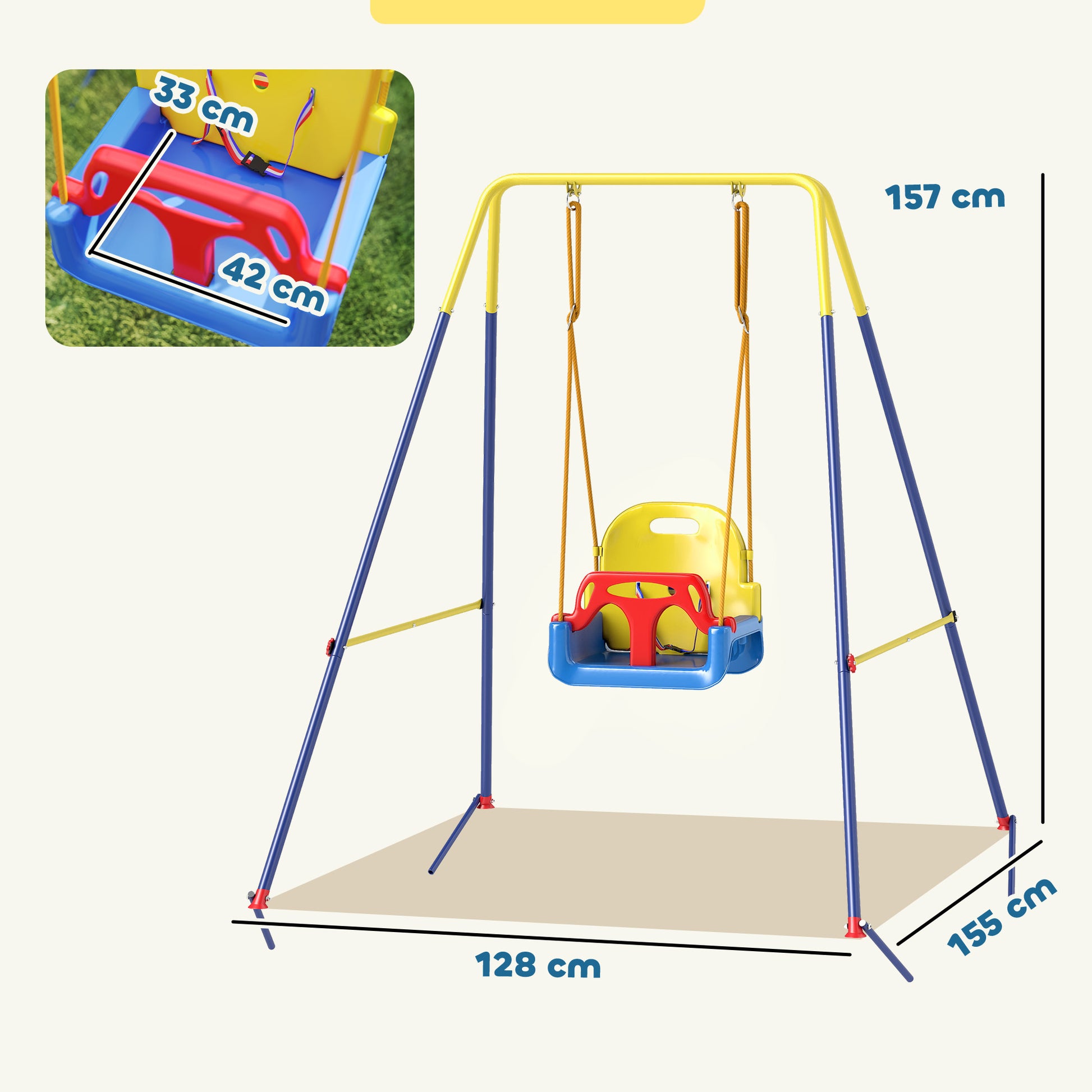Aiyaplay Columpio Para Bebés 3 En 1 Con Cuerdas Ajustables Azul_2