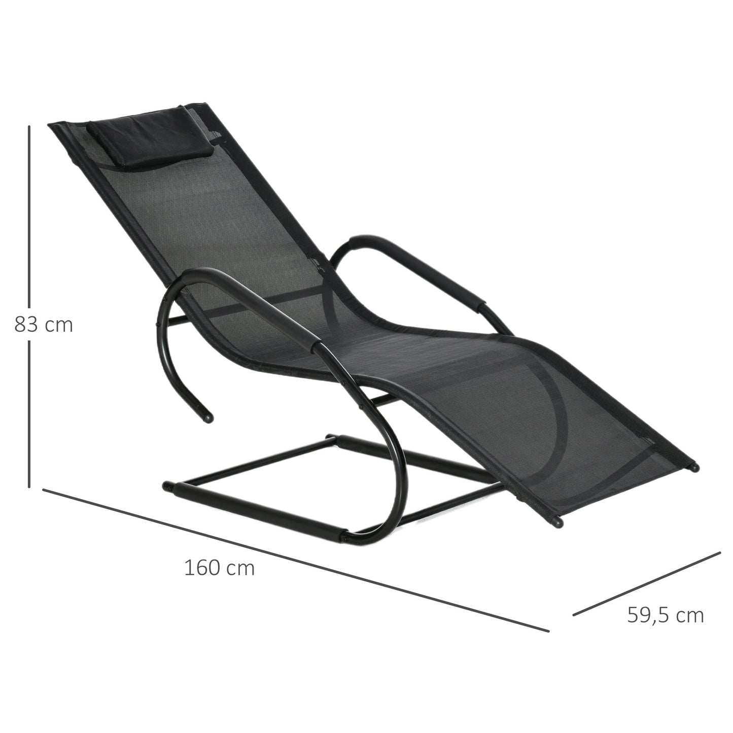 Outsunny Juego De 2 Tumbonas De Jardín Relax Con Reposapiés 160x59,5x83 Cm Negro_2