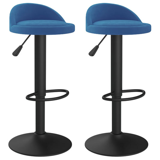 Taburetes De Cocina 2 Unidades Terciopelo Azul_0