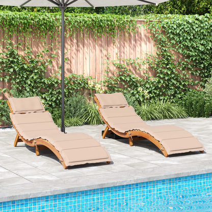 Tumbonas Con Cojines 2 Uds Madera Maciza De Acacia Beige / Vetonek_5